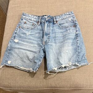 Zara Light Blue Distressed Jean Shorts